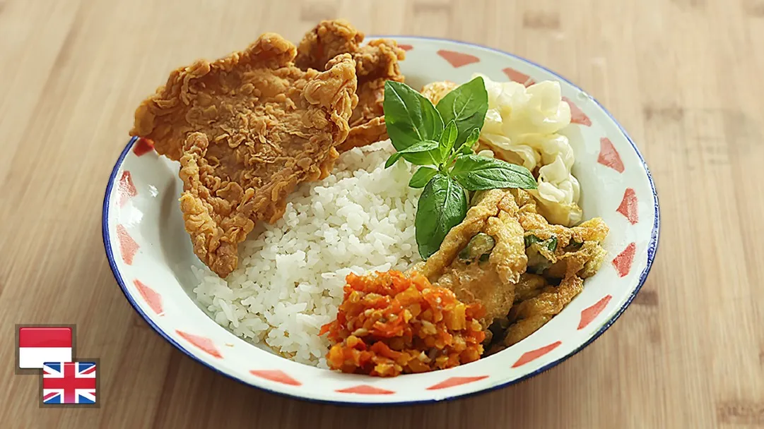 Nasi Kulit Ayam Krispi